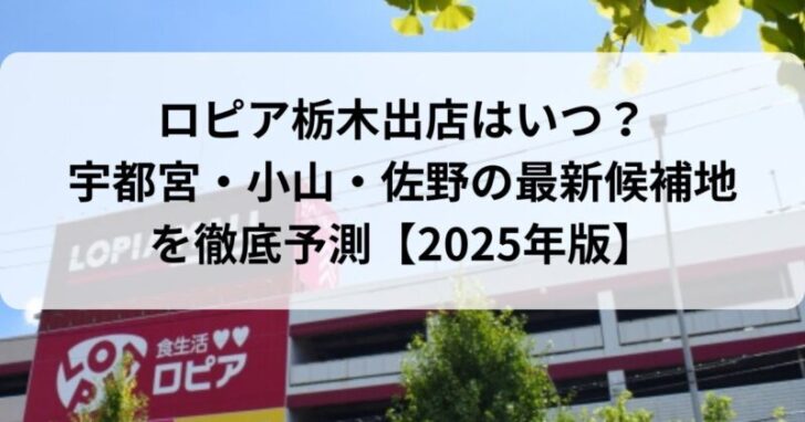 ロピア栃木出店はいつ？宇都宮・小山・佐野の最新候補地を徹底予測【2025年版】